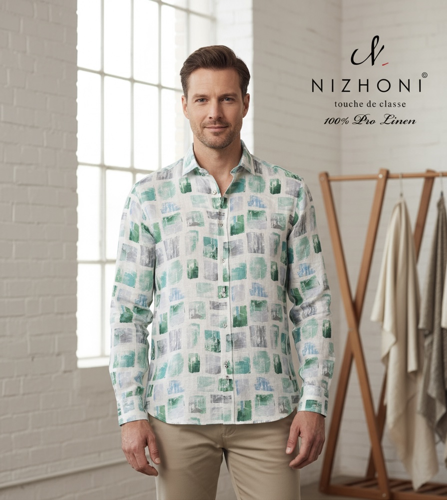 <p>GREEN DESIGN FULL SLEEVE SLIM FIT SHIRT&nbsp;</p>